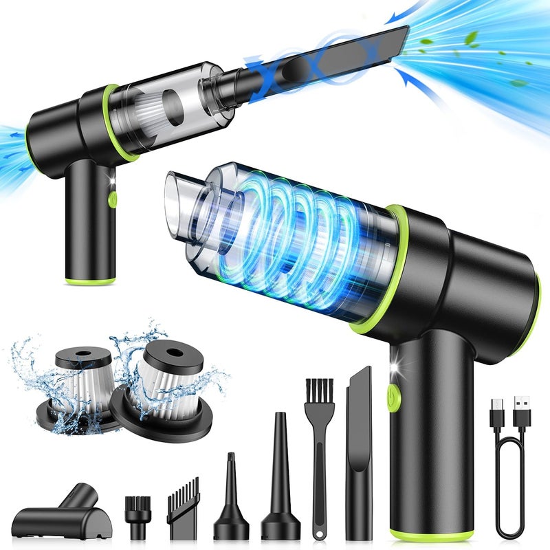 MM Handheld Car Vacuum Portable Cordless 12000PA, 2 in 1 Handheld Vacuum Cleaner and Air Duster with Multi-Nozzles and LED Light, Mini Hand Held Vacuum Rechargeable for Home, Car, Office, Pet Hair - Image 1